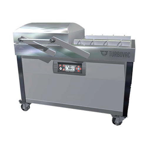 Omcan USA 50000 24" Seal Length Stainless Steel Double Chamber Turbovac Vacuum Packaging Machine - 190-240 Volts 4000 Watts