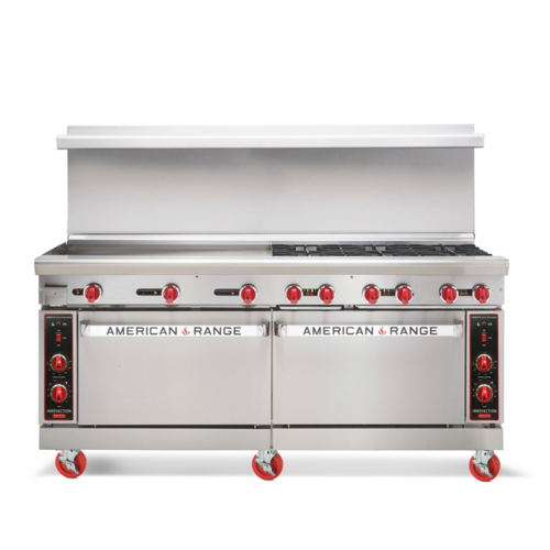 American Range AR-12-CC 72" W Stainless Steel Liquid Propane Restaurant Range - 444,000 BTU