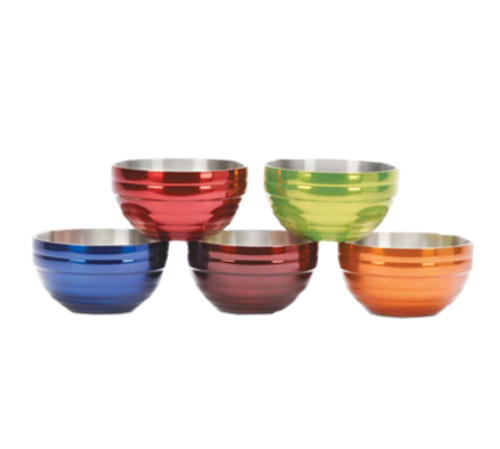 Vollrath 4659215 220.8 Oz. Metallic Dazzle Red Round Stainless Steel Double Wall Insulated Serving Bowl