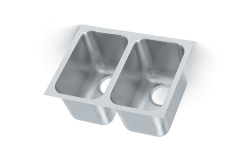 Vollrath 10102-1 14" W x 10" D x 10" Deep 3 1/2" Drain 1" Flange Square Corners Heavy Weight 20 Gauge Stainless Steel Weld-In / Undermount Sink