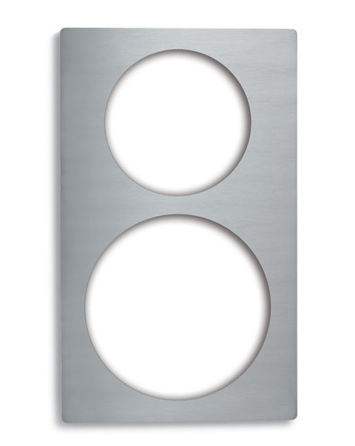 Vollrath 8243314 21.13" W x 12.75" D Stainless Steel White Stone for (1) Large and (1) Small Round Cutouts Miramar Single Size Template