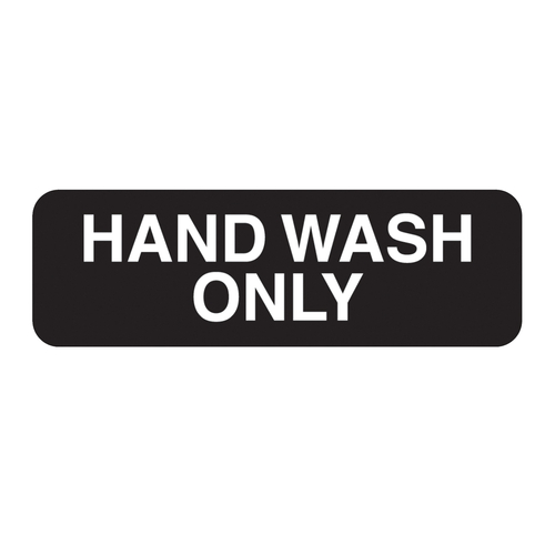 Vollrath 4504 3" x 9" White on Black Hand Wash Only Sign