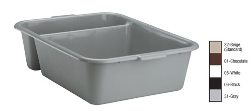 Vollrath 1721-01 22-7/8"W x 17-3/4"D x 6-1/8" 2 Compartment Chocolate Deep Polyethylene Traex Divided Bus Box