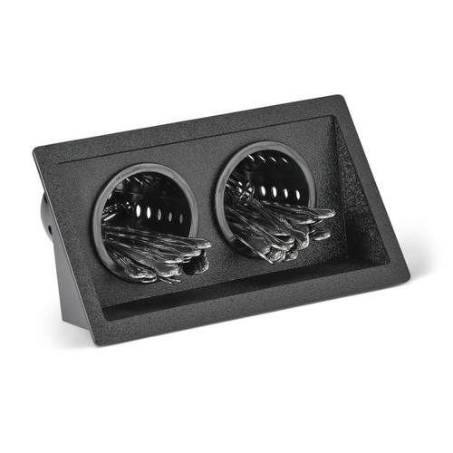 Vollrath FMF-2 12 1/8" W x 7" D x 7 1/2" H 2 Compartments Flush Mount Plastic Black Flatware Holder