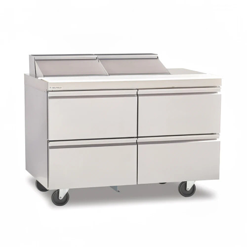 Delfield D4448NP-12 48"W Two-Section Four Drawer Stainless Steel Sandwich/Salad Top Refrigerator
