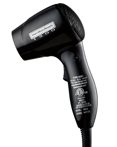 Hamilton Beach 8301B Black 2-Speed Commercial Hair Dryer - 125 Volts, 1500 Watts
