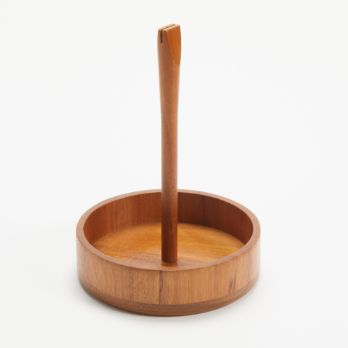 American Metalcraft CCAW7 7.25" Dia. Natural Acacia Wood Condiment Caddy