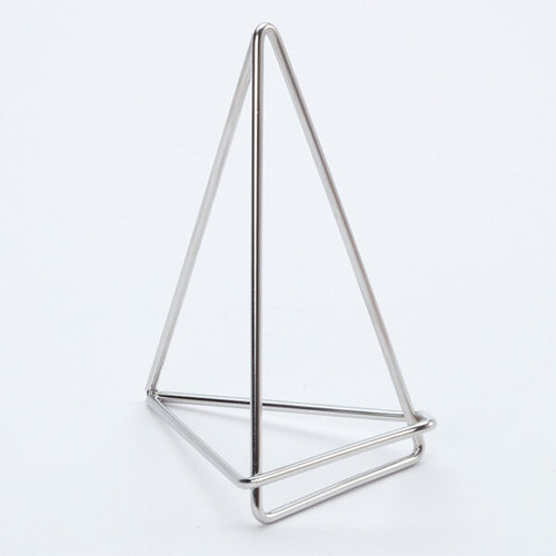 American Metalcraft GCHS4 4" H Silver Metal Geometric Card Holder