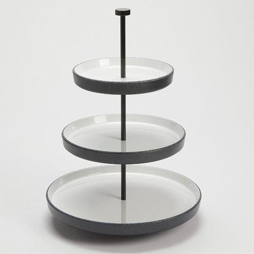 American Metalcraft LFTTSB17 17.5" H White Round Melamine Tiered Stand