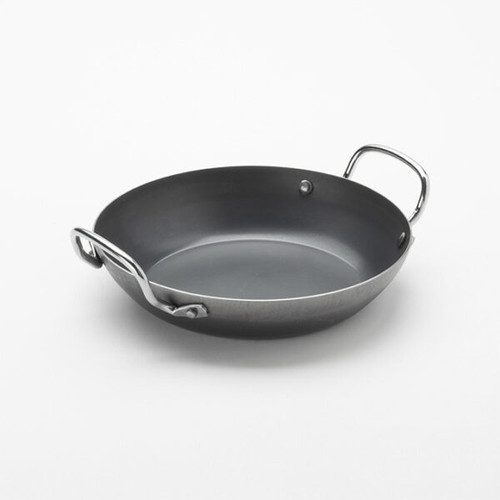 American Metalcraft BSPP8 9.5" Dia. Black Steel Round Paella Pan