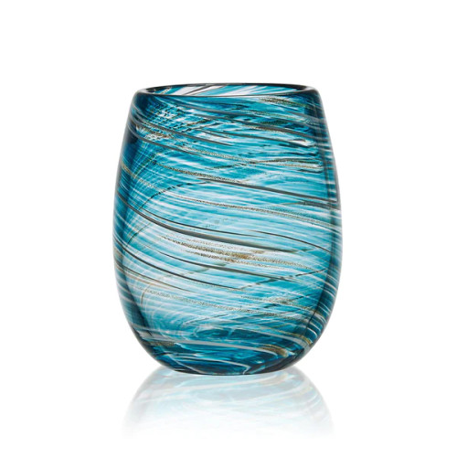 Mikasa Hospitality 5308419 16 Oz. Blue Stemless 3.6" Breeze Wine Glass