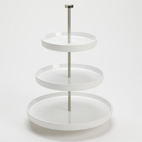 American Metalcraft LFTTSW17 17.5" H White Round Melamine Tiered Stand