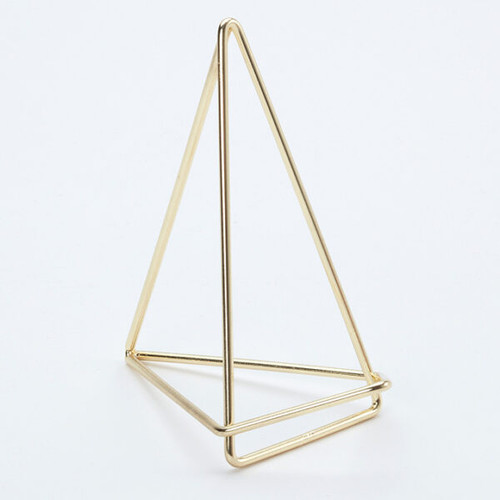 American Metalcraft GCHG4 4" H Gold Metal Geometric Card Holder