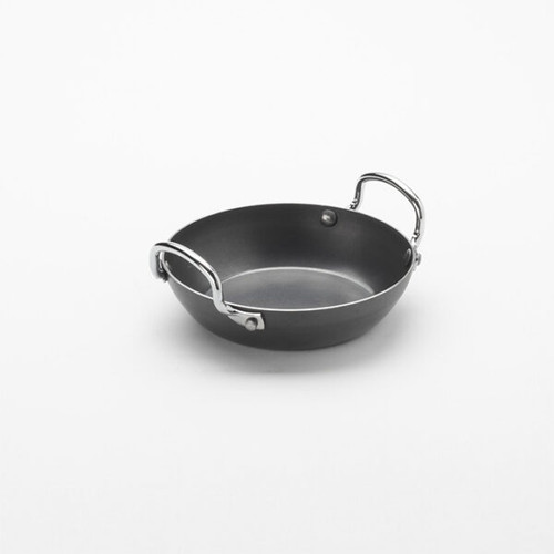 American Metalcraft BSPP5 6.75" Dia. Black Steel Round Paella Pan