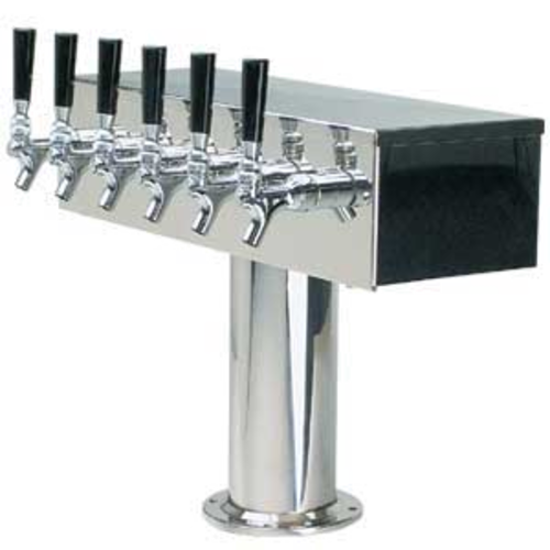 Micro Matic DS-356-PSS Stainless Steel 6 Chrome-Plated Brass Faucets T Style Draft Beer Tower