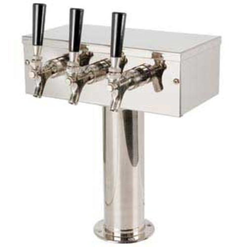 Micro Matic D7743PSSKR Stainless Steel 3 Faucets Glycol Cooled T Style Draft Beer Tower