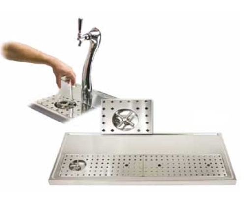 Micro Matic DP-1611 59" W x 20" D Stainless Steel Platform Drip Tray with Glass Rinser for 12-14 Faucets