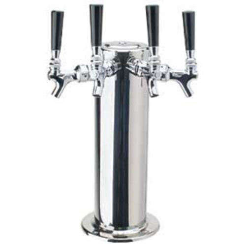 Micro Matic DS-144-PSS Stainless Steel 4 Chrome-Plated Brass Faucets Column Draft Beer Tower