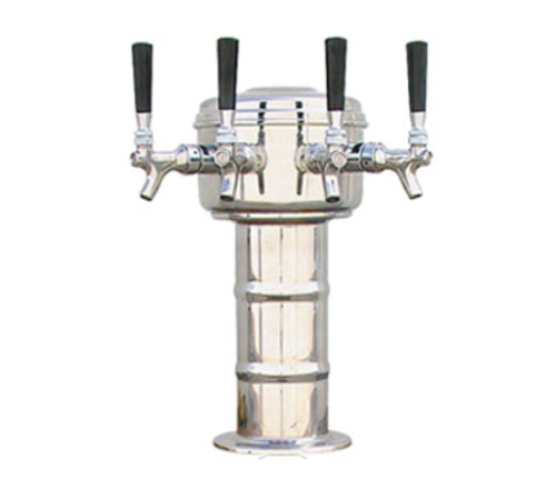 Micro Matic MTM-4PSS Stainless Steel 4 Chrome-Plated Brass Faucets Air Cooled Mini-Mushroom Draft Beer Tower