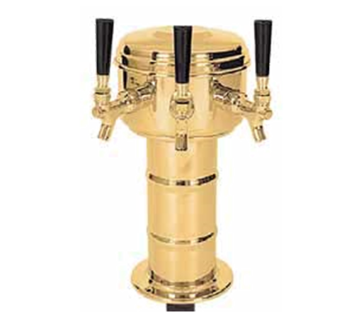 Micro Matic MTM-3BRKR Brass 1 Column 3 Taps Mini-Mushroom Draft Beer Tower