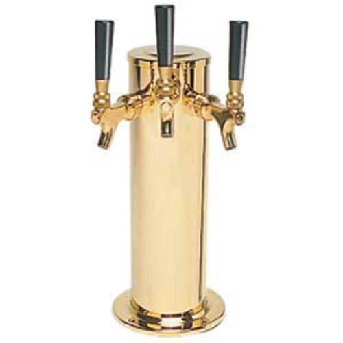 Micro Matic DS-243-PVD Brass 3 Faucets Column Draft Beer Tower