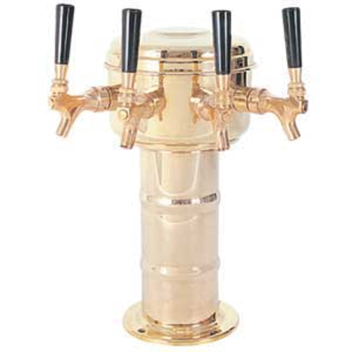 Micro Matic MTM-4BR Brass 4 Faucets Air Cooled Mini-Mushroom Draft Beer Tower