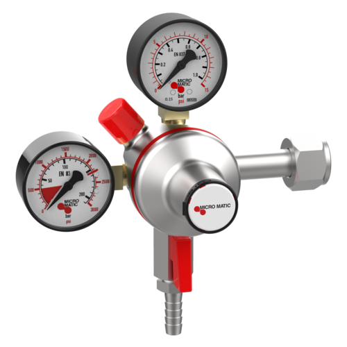 Micro Matic 842-15-PP 0 - 15 PSI CO2 Primary Premium Plus Double Gauge Regulator