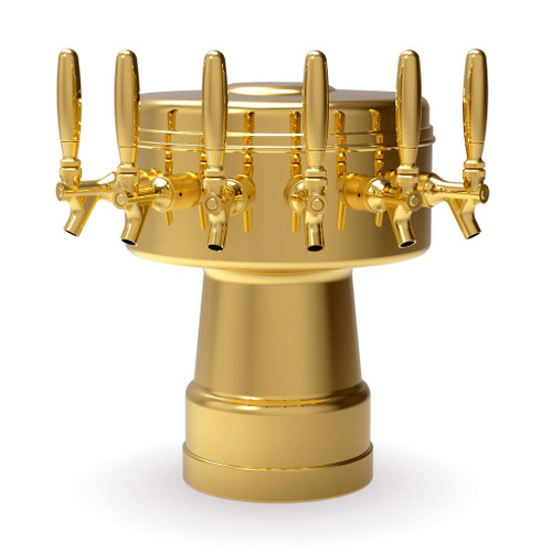 Micro Matic MTB-6BR Mushroom 6 Faucets Brass Draft Beer Tower - Air Cooled