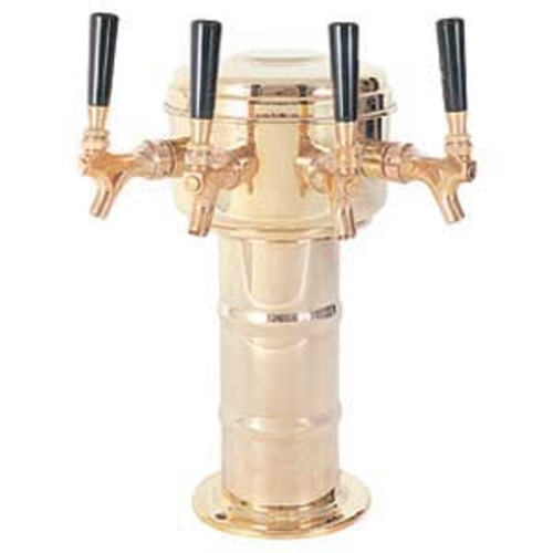 Micro Matic MTM-4BRKR Brass 1 Column 4 Taps Mini-Mushroom Draft Beer Tower