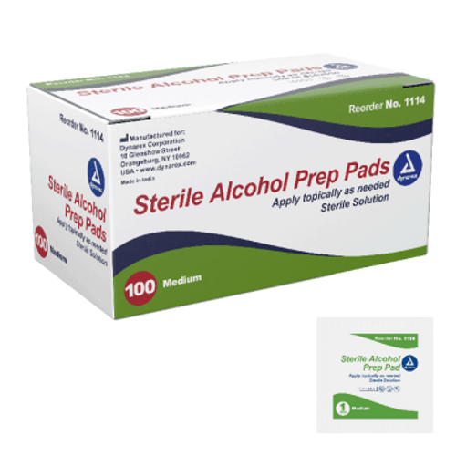 Dynarex 1114 Medium Alcohol Prep Pad - Sterile (Case of 2000)