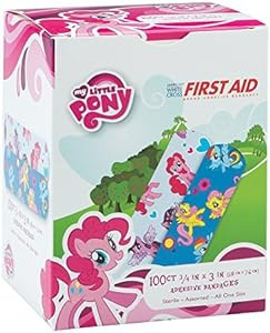 American White Cross Stat Strip 10848 Adhesive 3/4 X 3" Plastic Rectangle Kid Design (My Little Pony) Sterile (Box of 100)