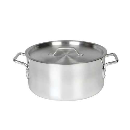 Thunder Group ALSKBP001 8 Qt. Aluminum Mirror-Finish with Cover Brazier Pot