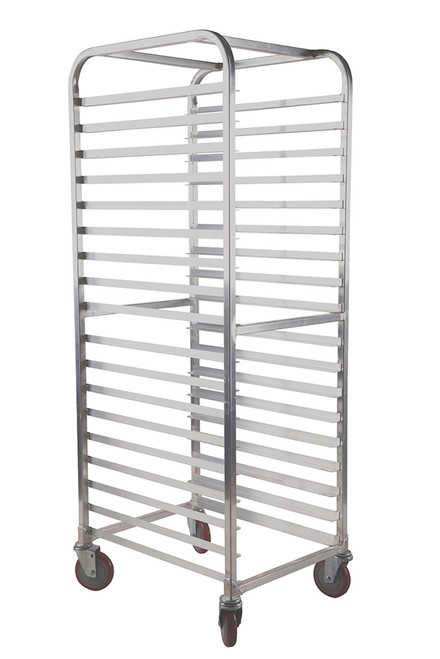 Winholt AL-1830B-TG 30 Pans Aluminum Full Height End Loading Tray Guard Mobile Pan Rack