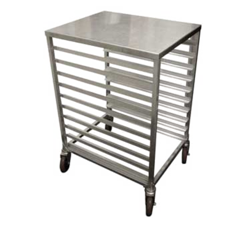 Winholt AL-1810H-SSTOP 10 Pans Aluminum Half Size End Loading Mobile Pan Rack