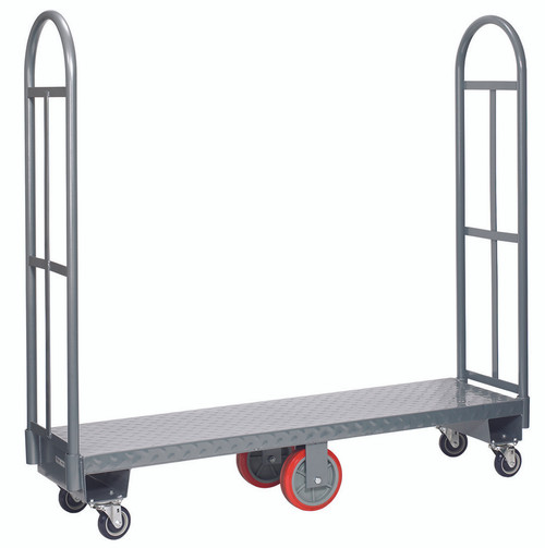 Winholt 300-48D-PU-AS 2000 Lbs. Diamond Plate Steel Deck Single U-Boat Utility Cart