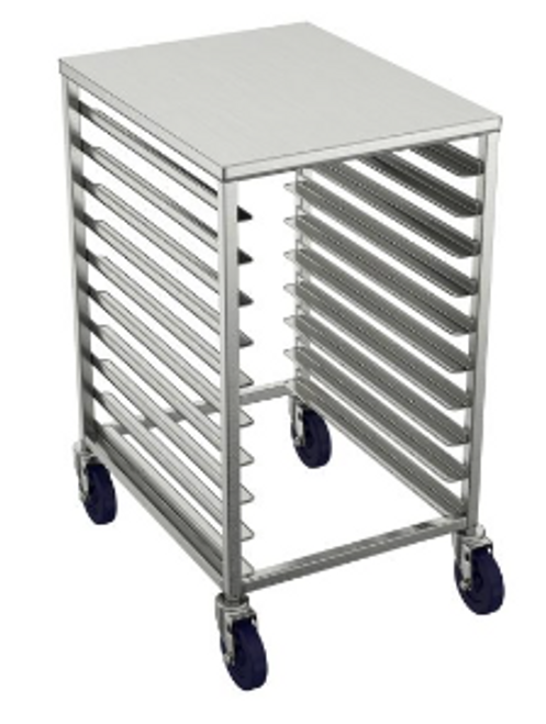 Winholt AL-1806H-ALTOP 6 Pans Aluminum Half Size End Loading Mobile Pan Rack
