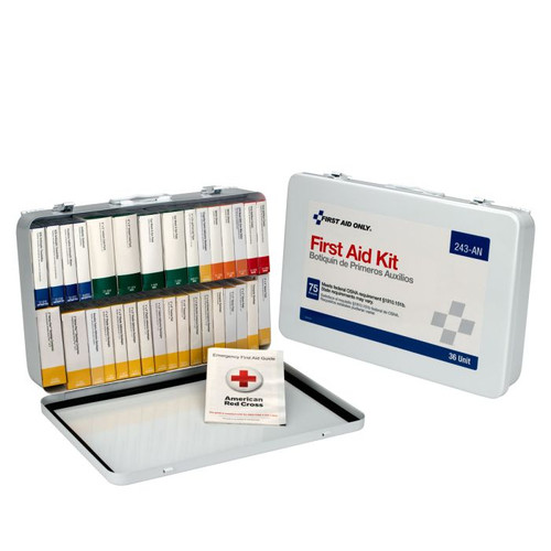 First Aid Only 243-AN 75 Persons OSHA Compliant Unitized Metal First Aid Kit