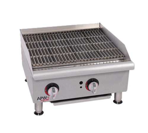 APW Wyott GCB-24S-NG 24" W Stainless Steel Natural Gas Manual Workline Charbroiler - 60,000 BTU