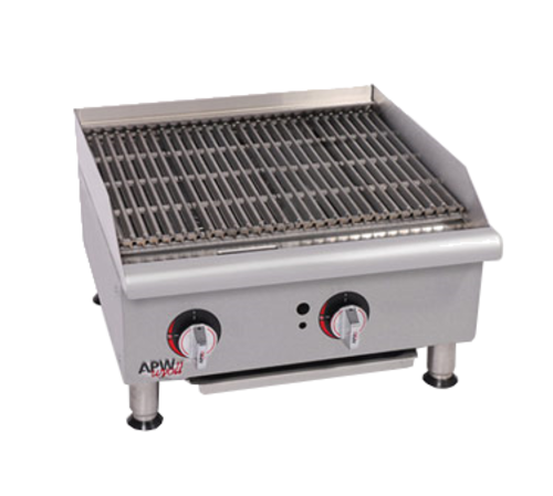 APW Wyott GCB-24S-NG 24" W Stainless Steel Natural Gas Manual Workline Charbroiler - 60,000 BTU