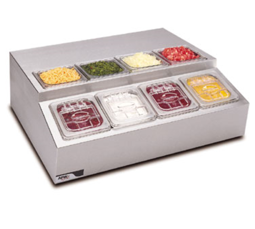 APW Wyott RTR-8 27.5" W Stainless Steel Refrigerated Countertop Topping Rail - 120 Volts