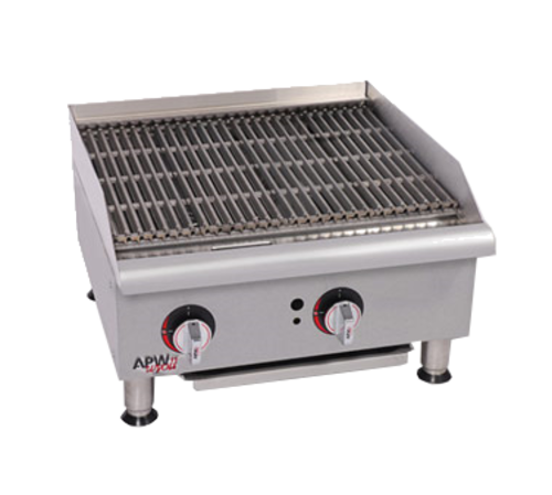 APW Wyott GCRB-48S-NG 48" W Stainless Steel Natural Gas Manual Workline CharRock Broiler - 120,000 BTU