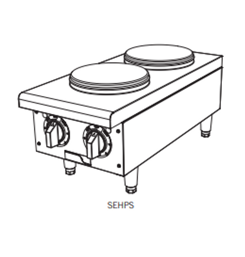 APW Wyott SEHPS 12" W Stainless Steel Electric Countertop Workline Hotplate - 208 Volts