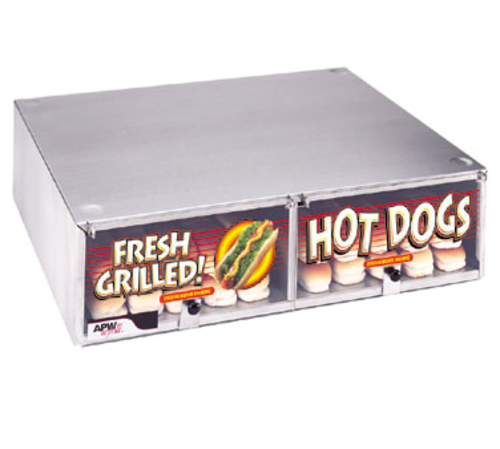 APW Wyott BC-31D 100 Buns Stainless Steel Drawer with Sliding Door Hot Dog Bun Cabinet