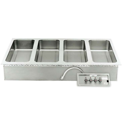 APW Wyott HFW-4DS 57.5" W Stainless Steel Drop-In Hot Food Well Unit with Drain - 208 Volts