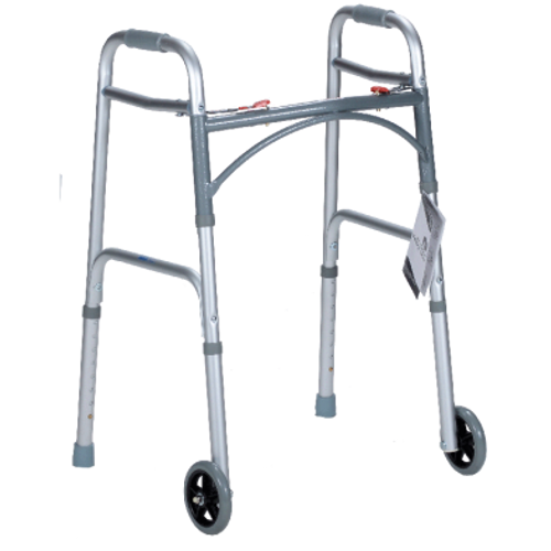 Dynarex DY10163-P Two Button Folding Walker with Wheels