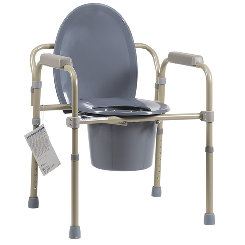 Dynarex DY10371 Steel Elongated Folding Bedside Commode (Case of 4)