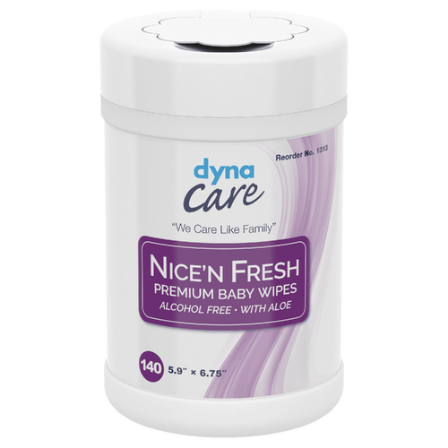 DynaCare 1313 6" x 6.75" Nice'n Fresh Premium Baby Wipes Scented (Case of 12)