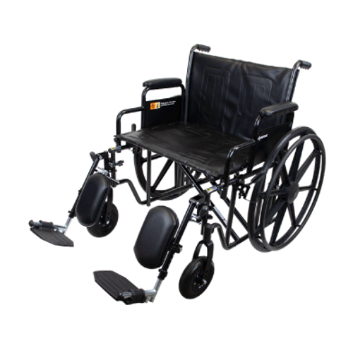 Bari+Max 10233 Bariatric Wheelchair 22" with Desk Arm Elevating Leg Rest Silver Vein