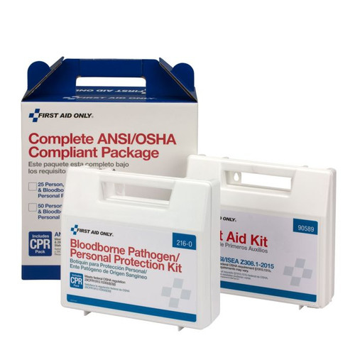 First Aid Only 90764 25 Person ANSI or OSHA Compliant First Aid and BBP Pack