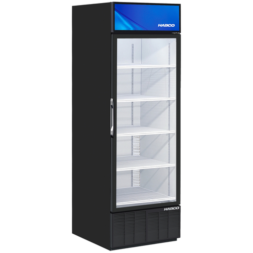 Habco ESM18HC Slimline Cold Space 13.8 Cu. Ft. Black 1 Section Hinged Glass Merchandiser Refrigerator - 115 Volts